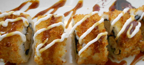 fried chicken roll garnished