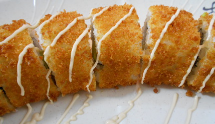 garnish fried avocado roll sushi