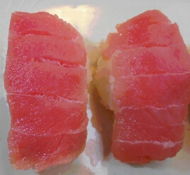 tuna on rice nigiri,making sushi nigiri tuna