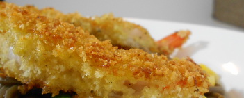 shrimp fryed in Japanese panko bread crumbs, panko