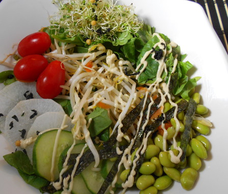 make sushi menu vege dish, spinach vege mix dish 