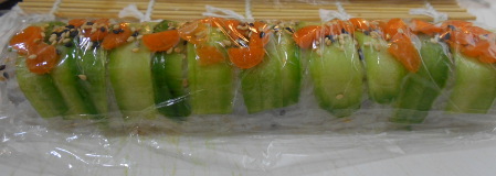 add the cucumber and carrot toppings